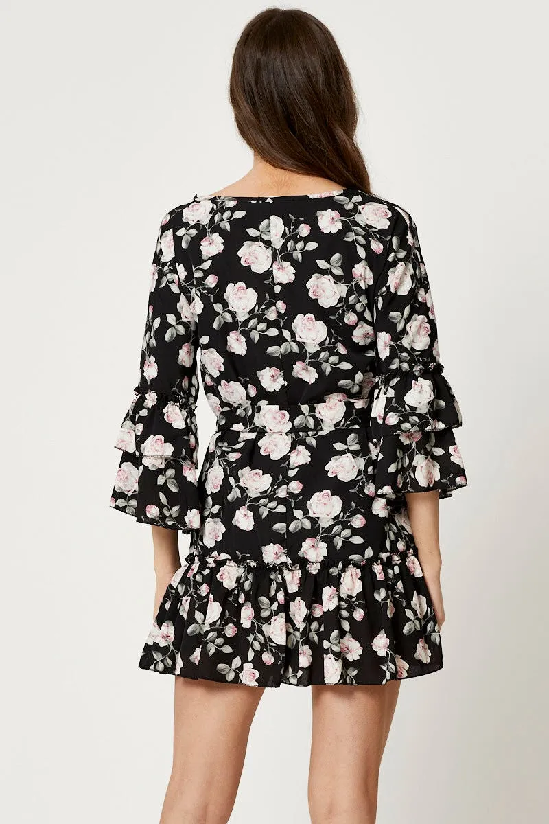 Print Ruffle Dress Vision Glow Business Wear