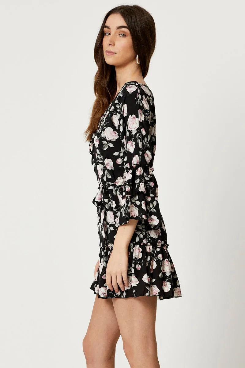 Sporty Look Relaxed Wear Print Ruffle Dress