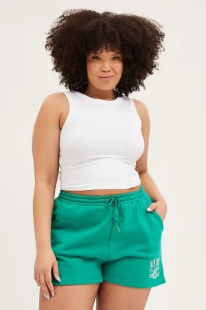 Green Track Shorts High Rise Elastic Waist Still Soul StainlessZippers