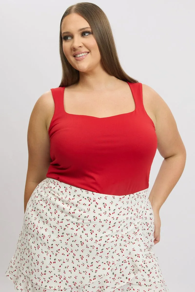StaticResistantTextile Red Tank Top Sleeveless Supersoft