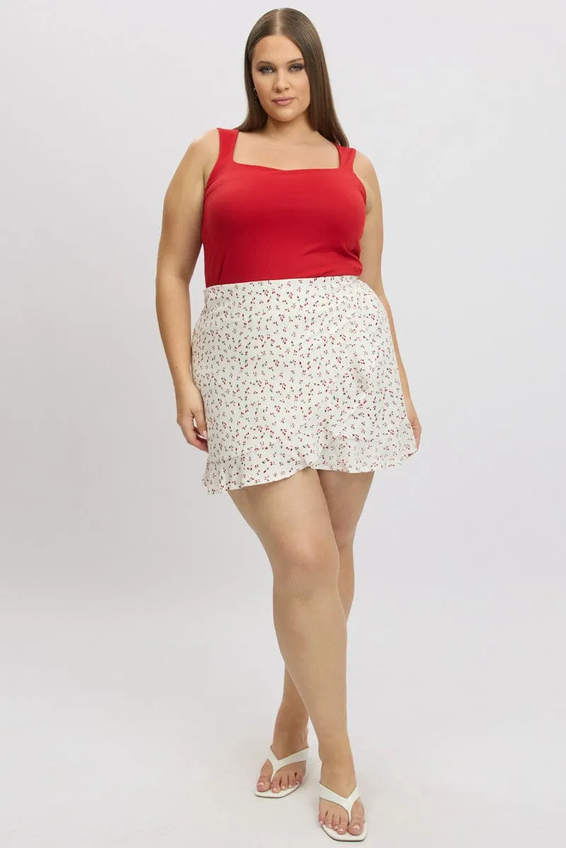 Red Tank Top Sleeveless Supersoft Layered Skirt QuickRelease Closure