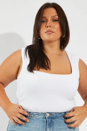 White Tank Top Scoop Neck Supersoft AntiPilling Hot Core