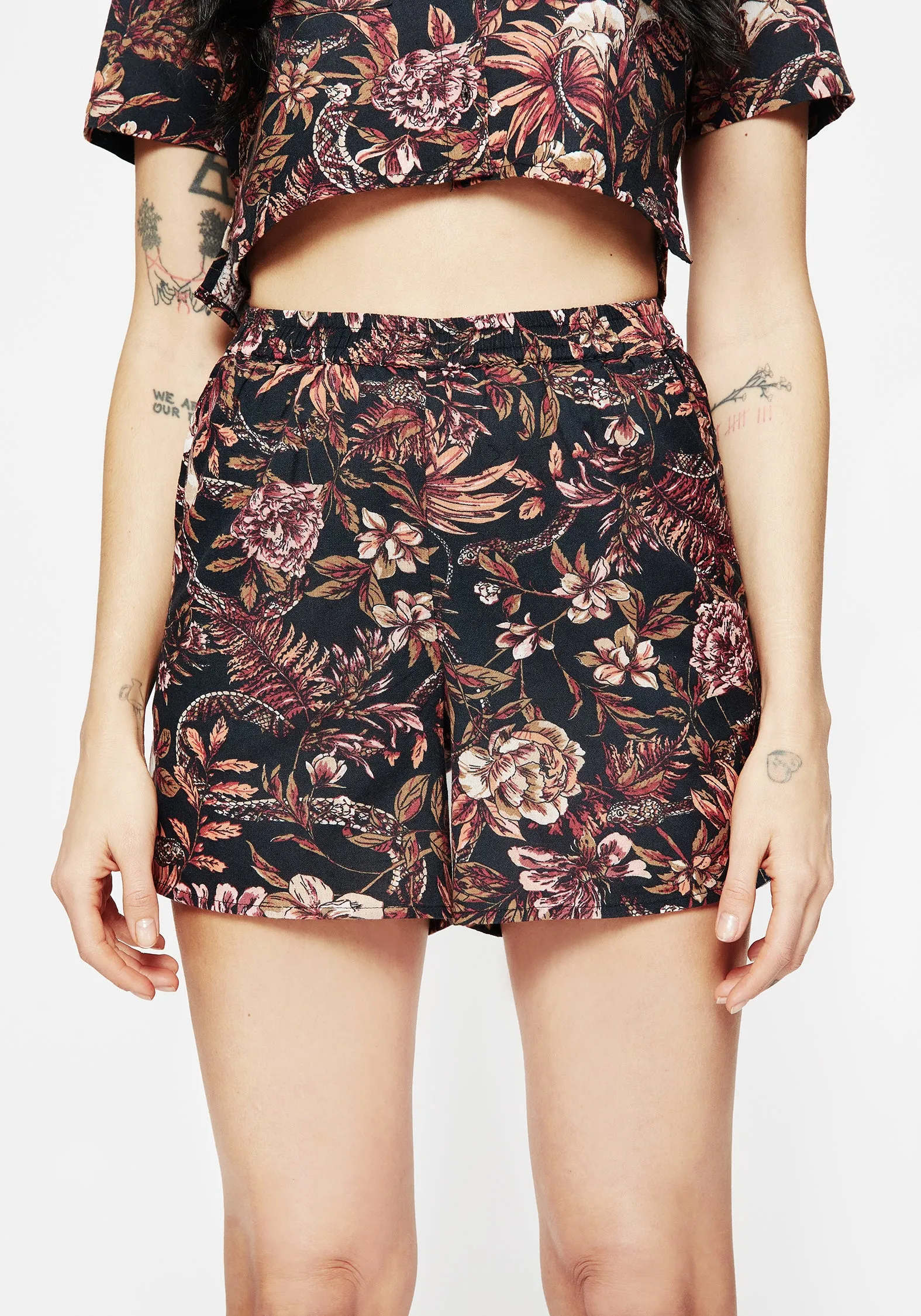 Travel Light Bashe Cotton Floral Snake Print Shorts