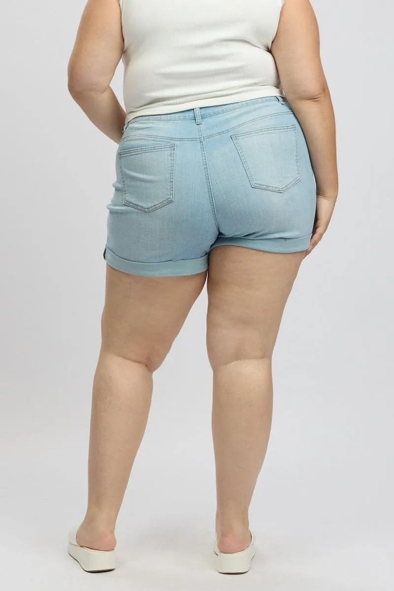 Denim Skinny Shorts High Rise Stretched slim fit