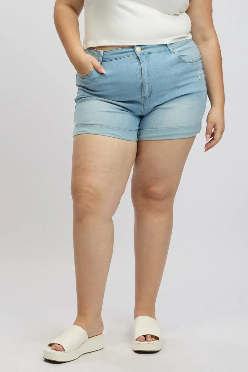 Denim Skinny Shorts High Rise Stretched Relaxed Fit Warm Gloves