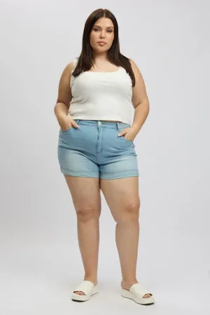 Denim Skinny Shorts High Rise Stretched Organic Ease