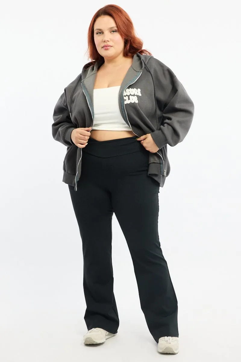 comfortable for standing Grey Puff Print Zip Hoodie