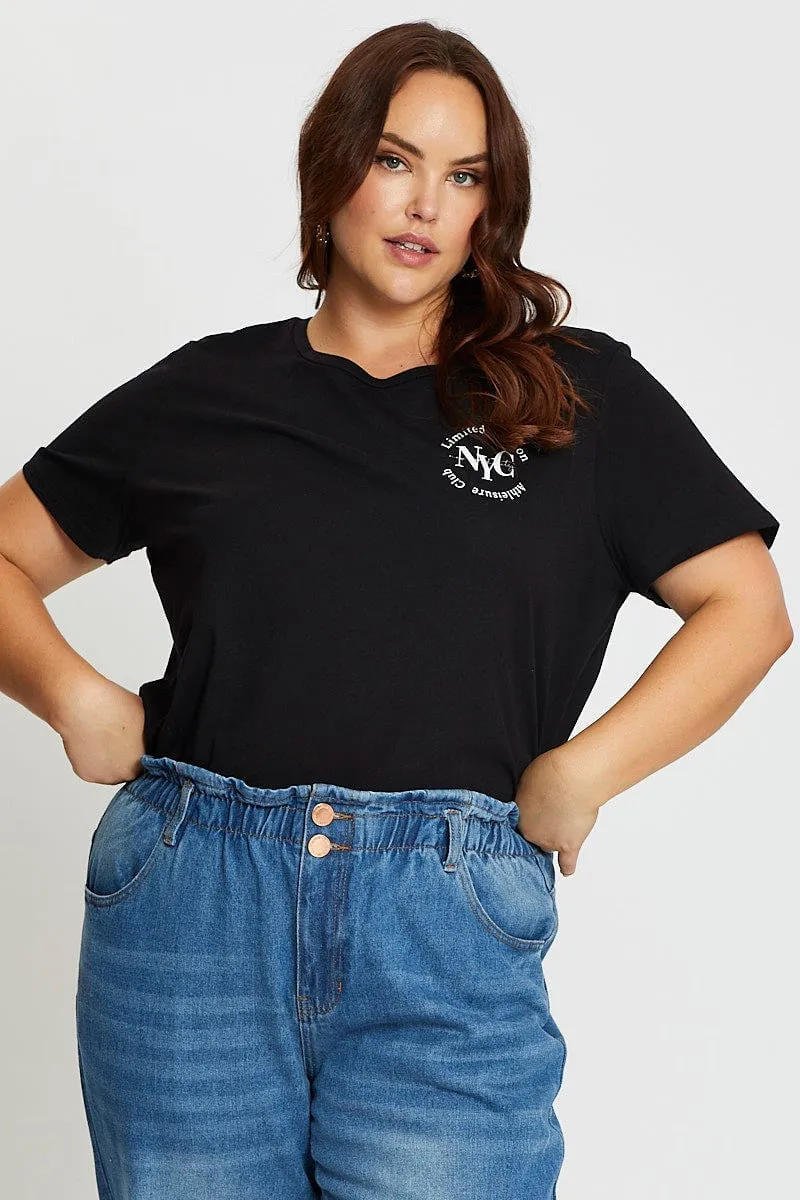 Black Short Sleeve Nyc Graphic Print T-shirt Hydrophobic coating Breathable Essentials