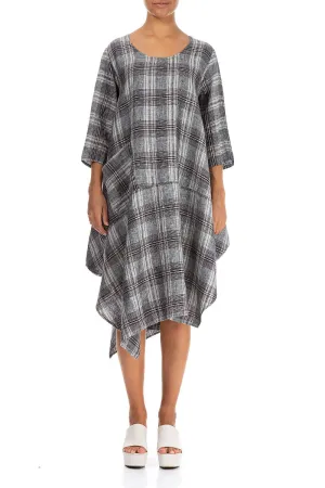 Asymmetric Checkered Pure Linen Tunic All-Season Wear