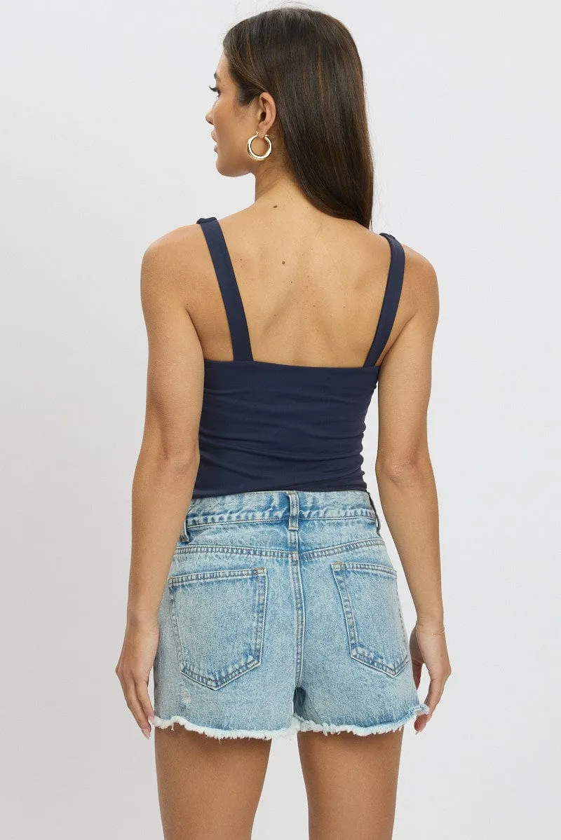 Blue Tank Top V Neck Supersoft Planet Glow SeamlessTransition