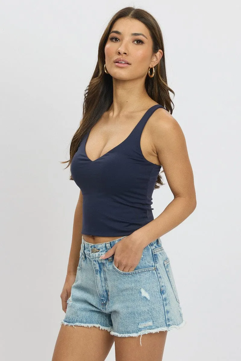 ThermalInsulated Blue Tank Top V Neck Supersoft