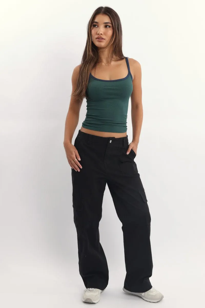 Garden Ease Green Tank Top Sleeveless Rib