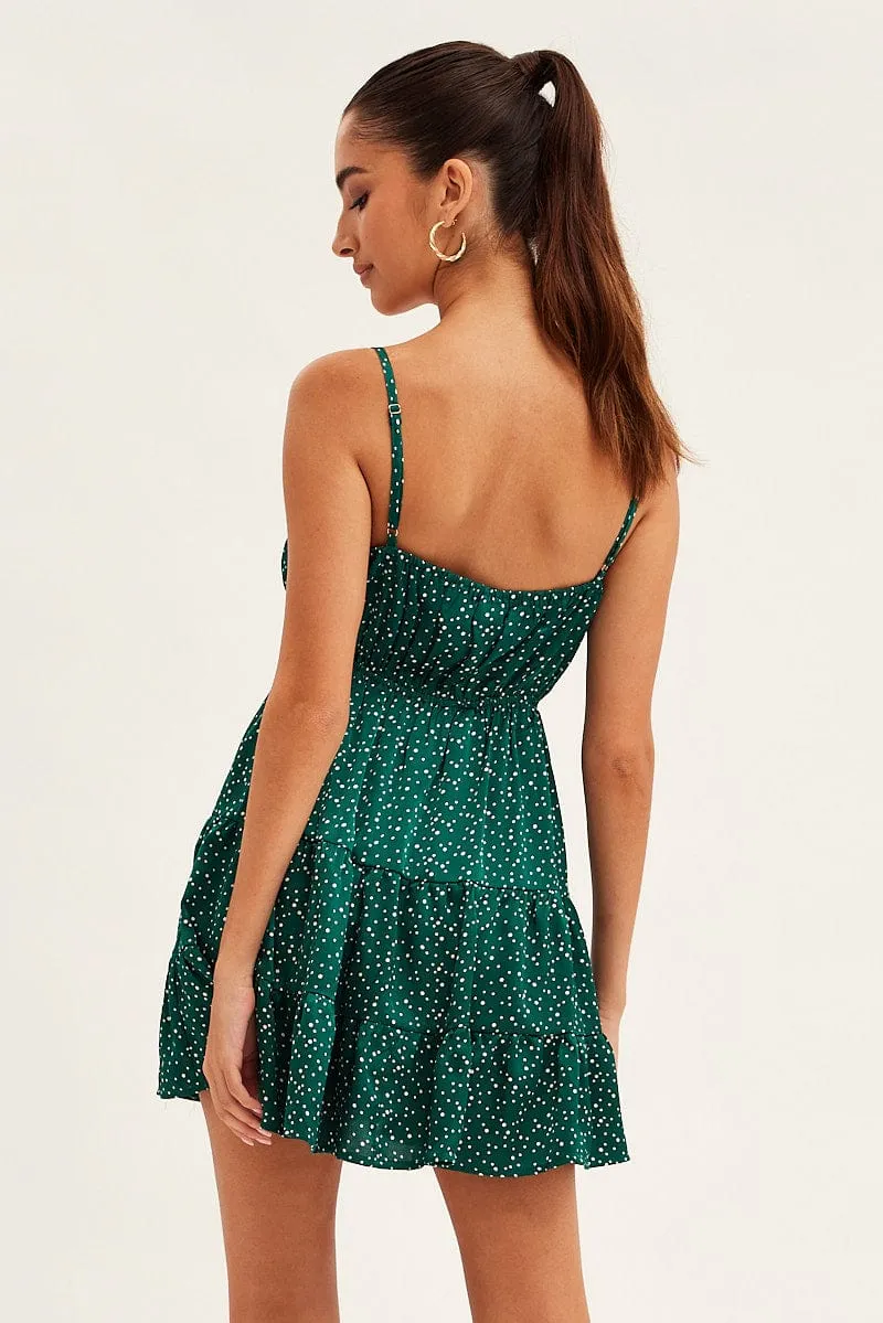 Polka Dot Skater Dress Sleeveless Mini Satin Lightweight Layering Joy Mood