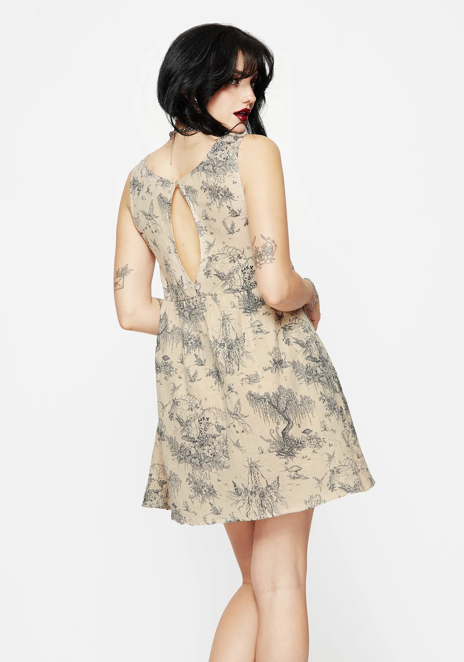 Beat Mode Maypole Cotton Print Mini Smock Dress