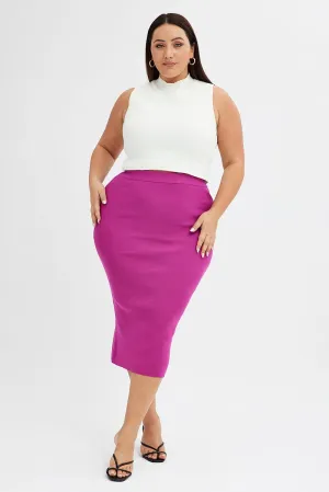 Mood Outfit Weekend Look Pink Midi Skirt Rib Knit