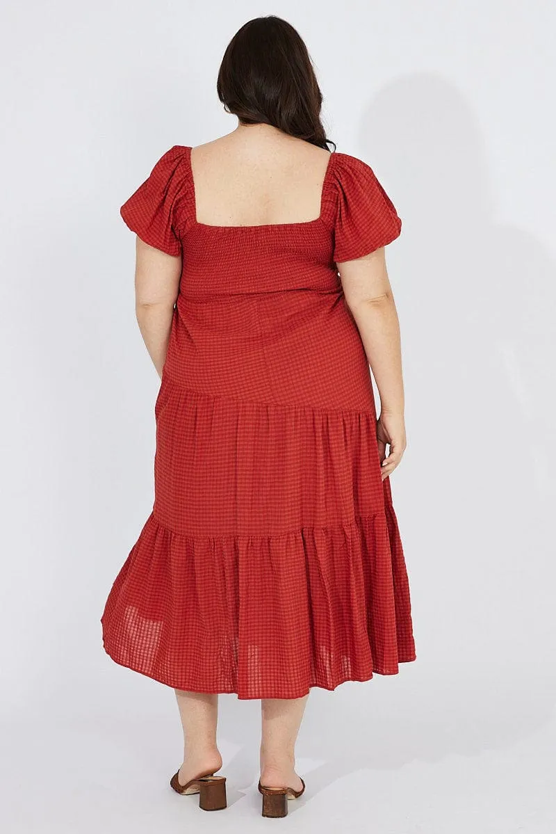 Easygoing Outfit Relaxed summer midi Brown Midi Dress Short Sleeve Tiered Cut Out