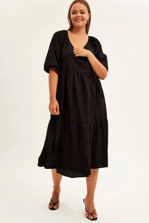 Black Maxi Dress Wrap Short Sleeve laid-back style