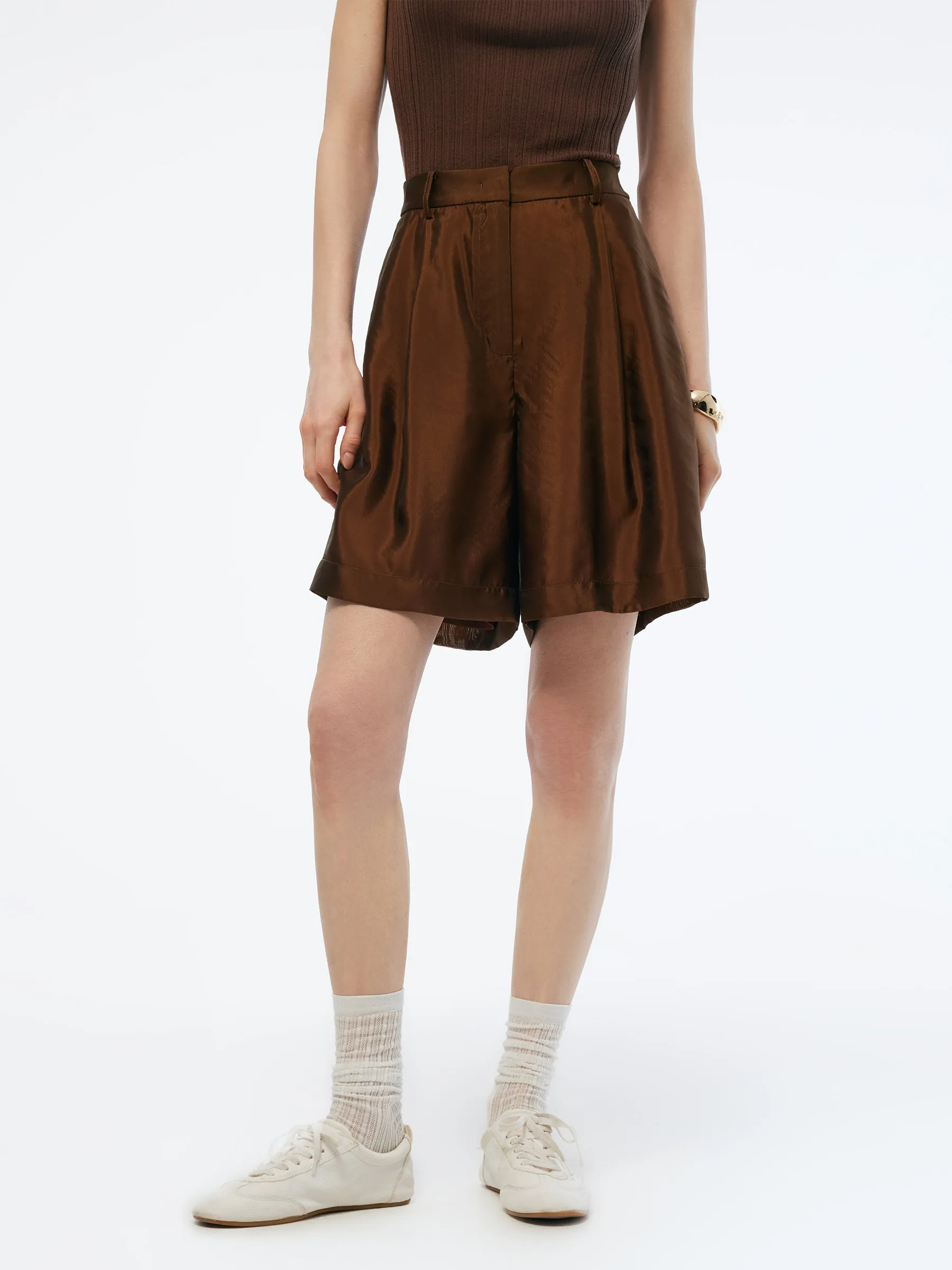 Mulberry Silk Blend Women Sheer Shorts Weekend Casual Sports use