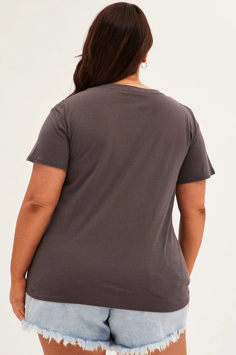 Grey Short Sleeve Graphic T-shirt Modern Layering