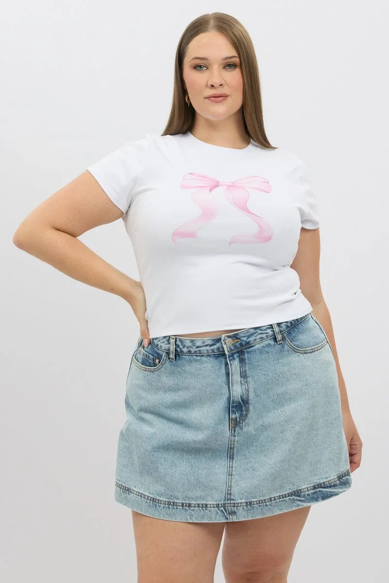 White Baby Tee Short Sleeve Crew Neck Light Style