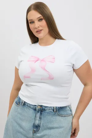 White Baby Tee Short Sleeve Crew Neck Essential Look