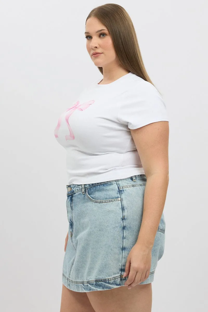 White Baby Tee Short Sleeve Crew Neck comfortable top Preppy
