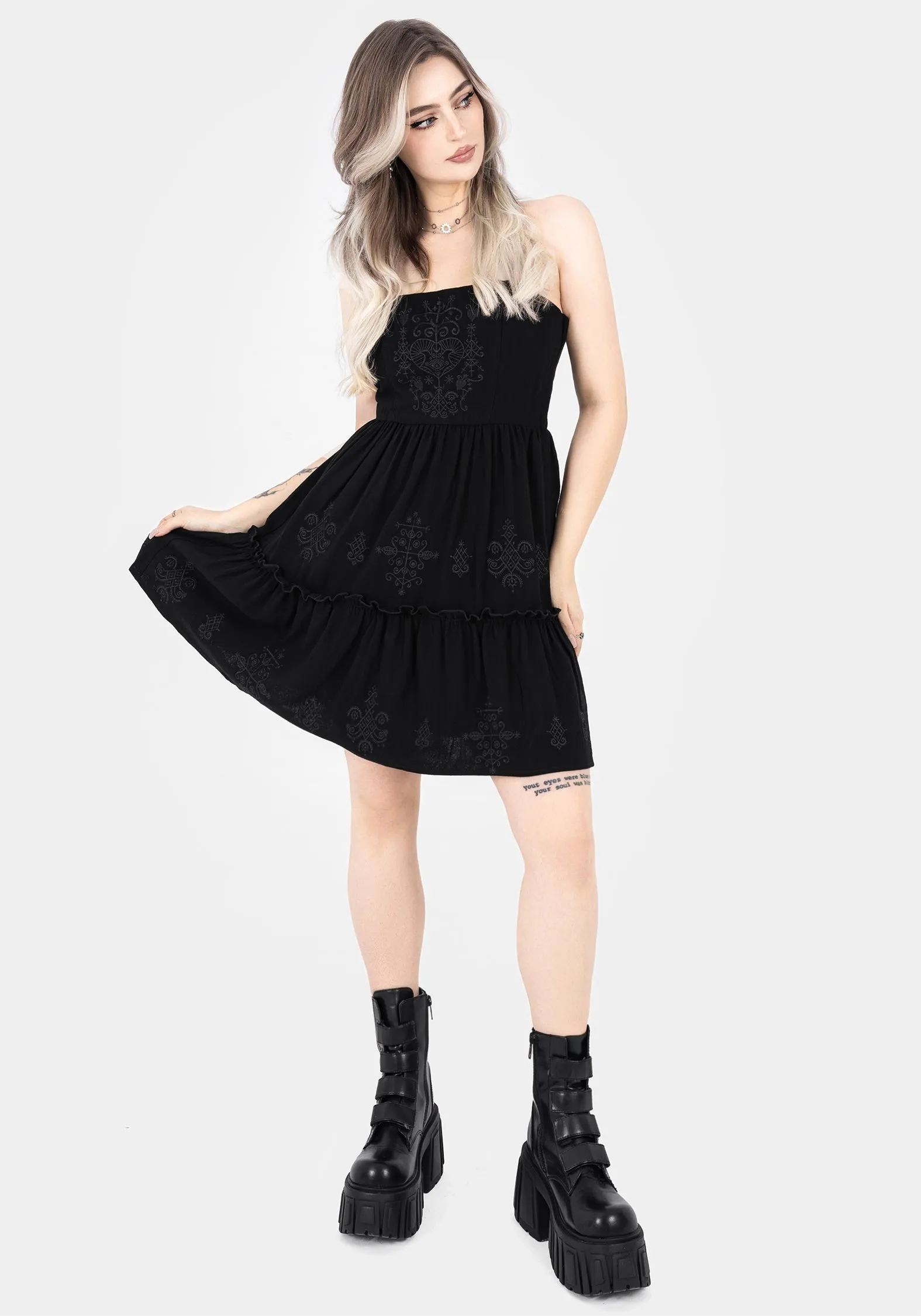 Cordata Embroidered Cami Mini Smock Dress Light Beat Girls Night