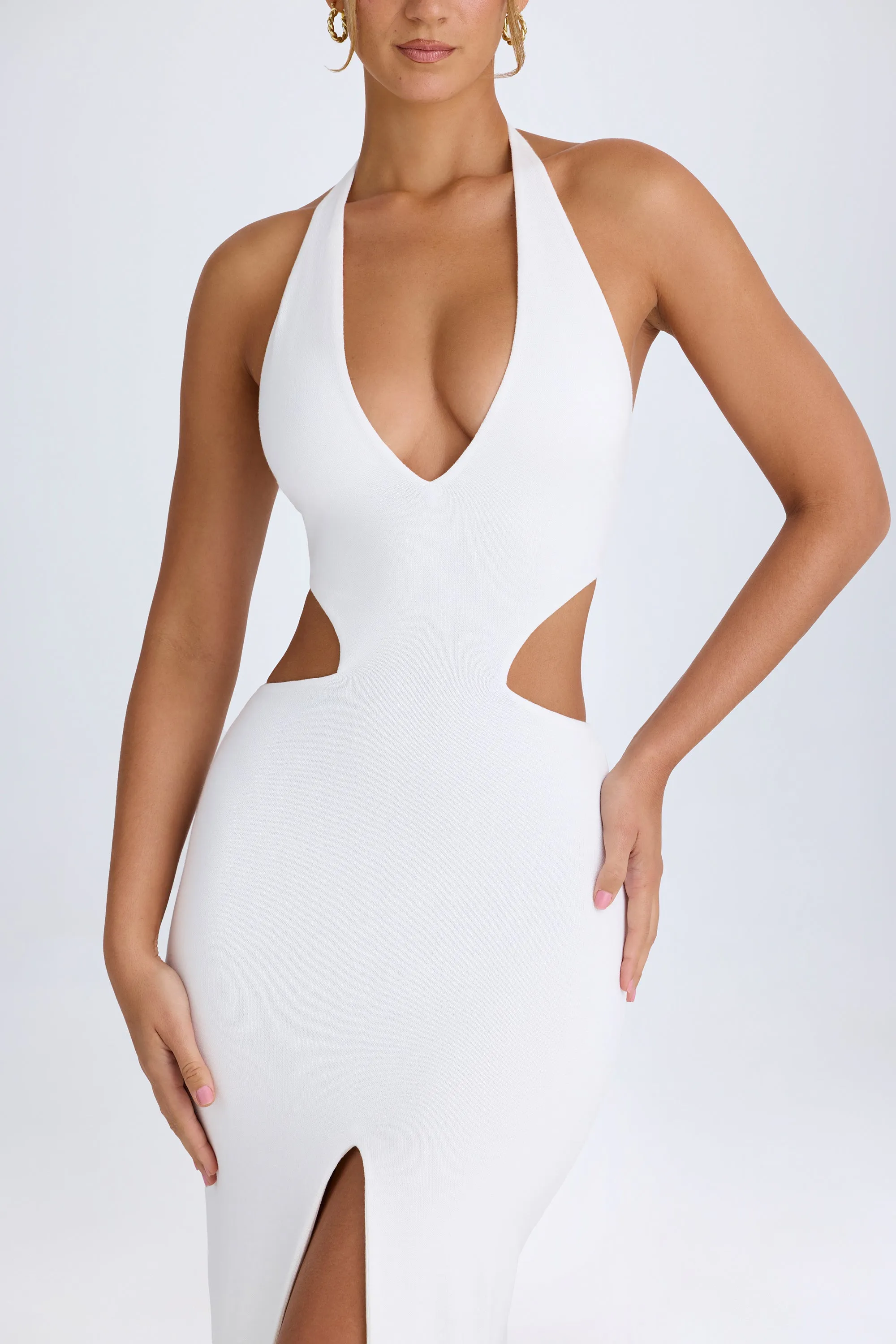 Cut-Out Halterneck Maxi Dress in White old town The versatile design of this maxi dress allows for easy styling with a variety of accessories