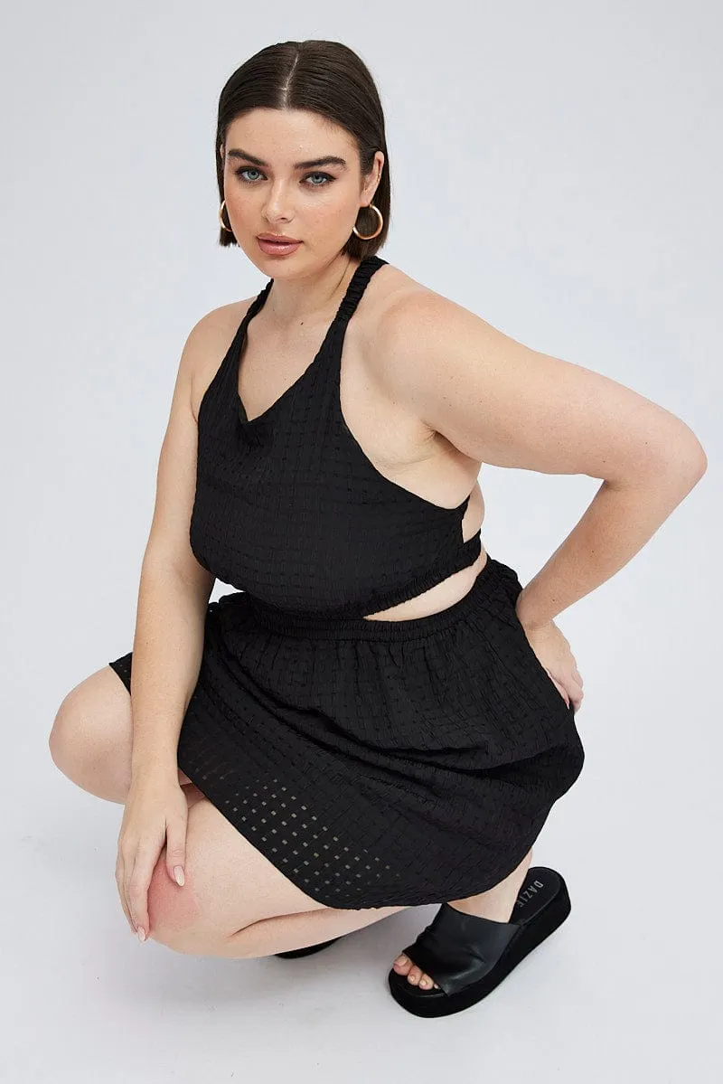 Black Midi Dress Elastic Strappy Back Chic dinner outfit