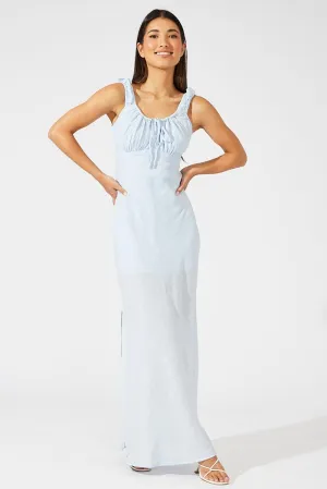 This maxi dress offers a comfortable and flattering fit for any occasion Blue Maxi Dress Short Sleeve Ruched Bust