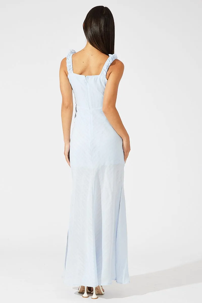 Rose Arch Blue Maxi Dress Short Sleeve Ruched Bust