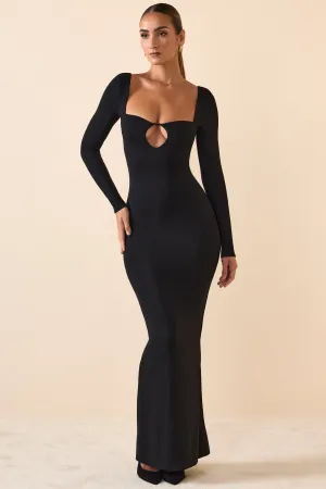 Modal Keyhole Cut-Out Maxi Dress in Black Sun shield Its versatile length ensures it can be worn for a variety of occasions from casual to formal