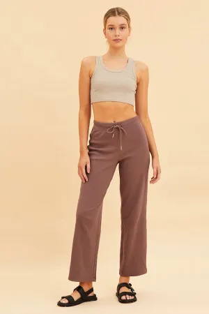 AntiBacterialTreatment NoRubEdging Beige Cropped Tank Cotton Blend Rib Racer Back