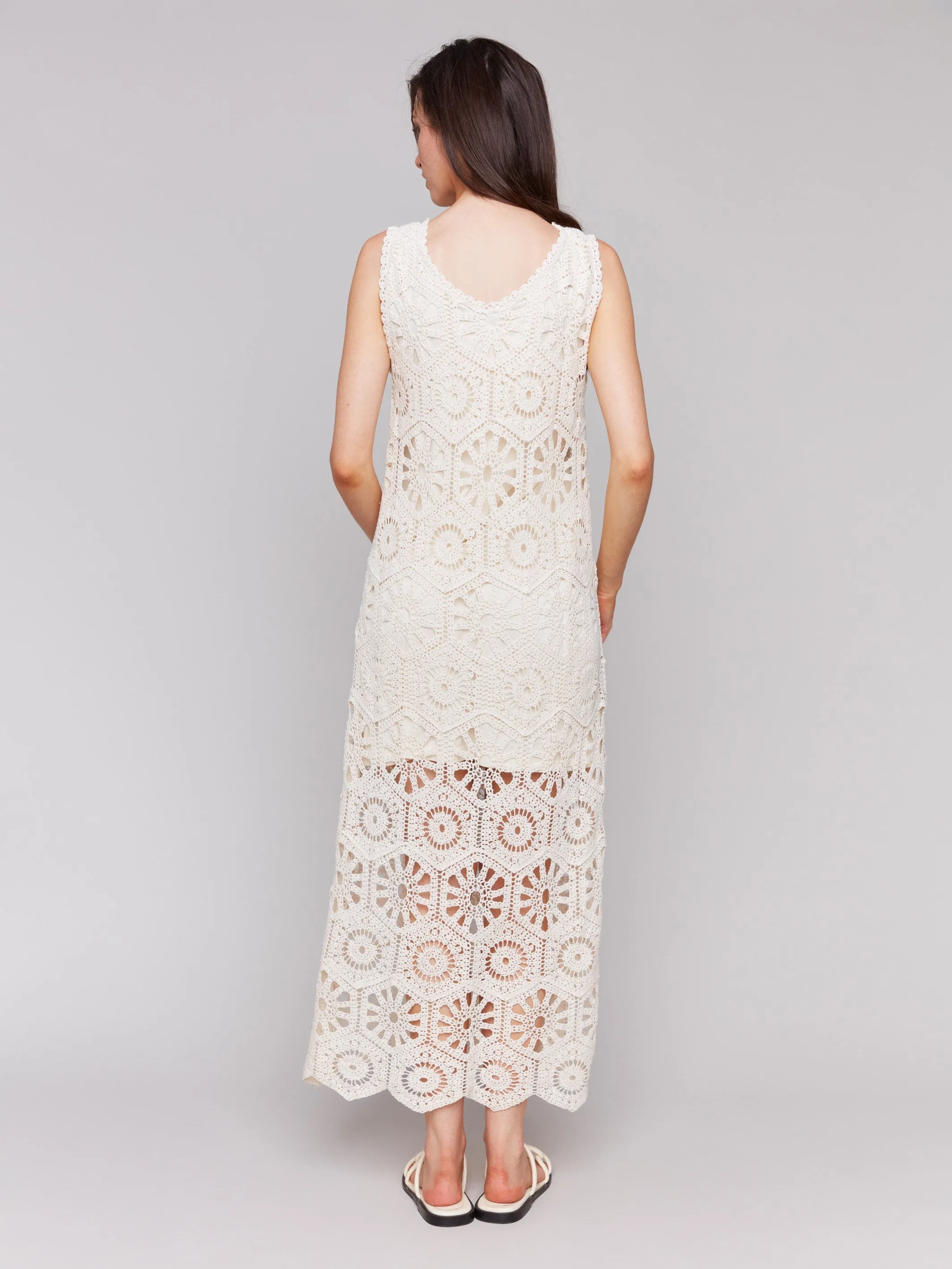 Cotton Crochet Sleeveless Maxi Dress - Natural QuickDryDesign DurableThreadwork