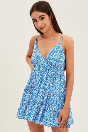 Floral Print Fit And Flare Dress Sleeveless V Neck Vital Core Comfortable Wear