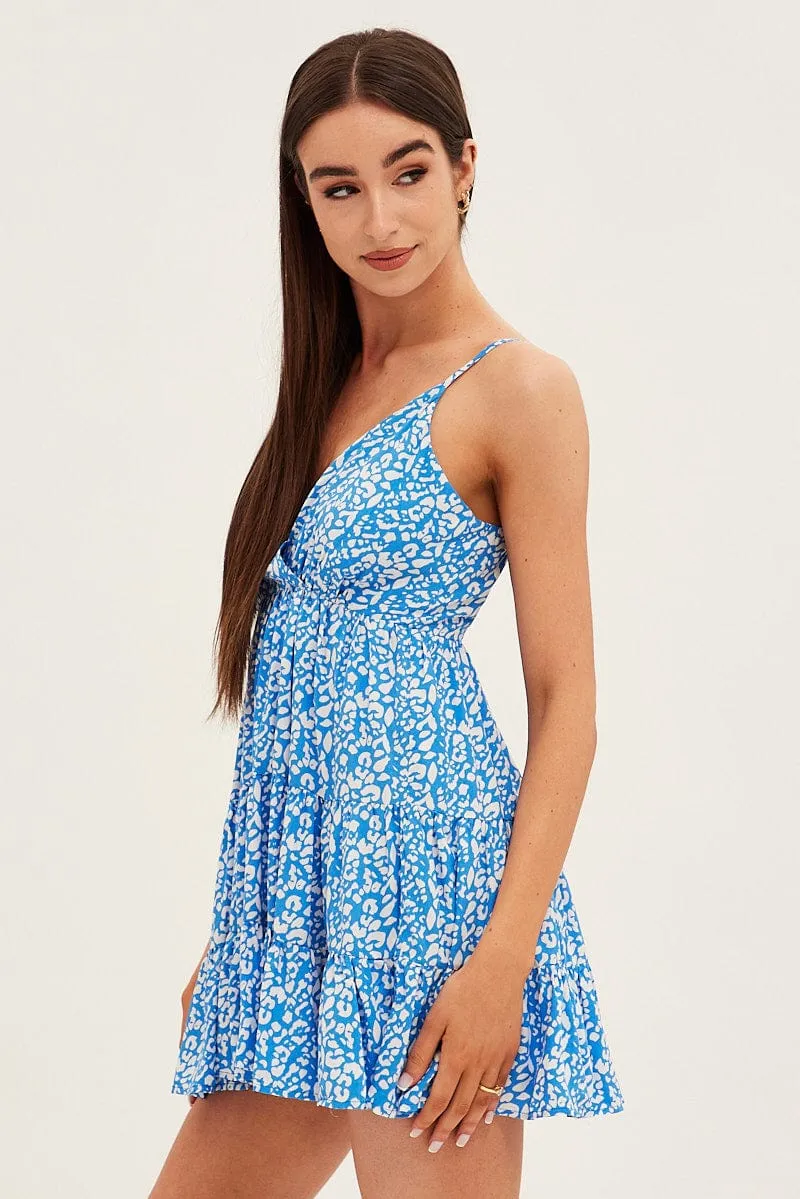 Floral Print Fit And Flare Dress Sleeveless V Neck Light Layer