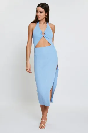 Blue Midi Dress Knit Cozy Pajama Pants VersatileStyle