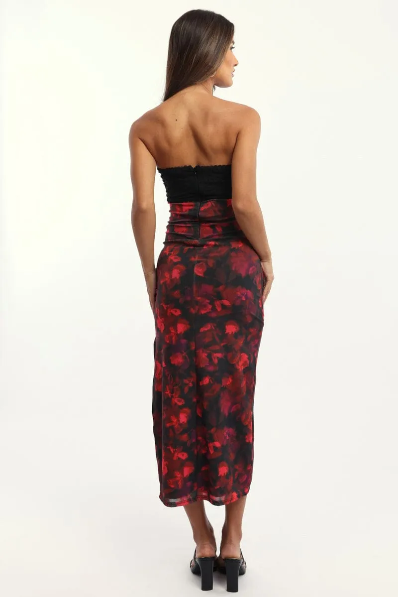 Recycled materials Multi Floral Bodycon Dress Mesh