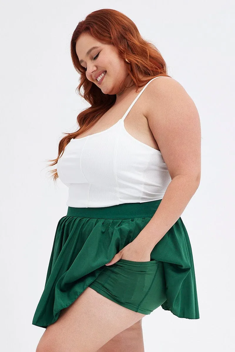 Tagless label Green Mini Skirt Pleated Tennis With Shorts Underneath
