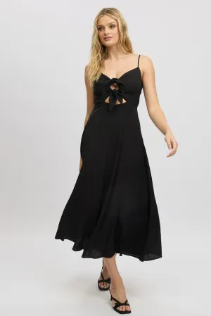 Heat Proof Harbor Path Black Maxi Dress Tie Detail Strappy