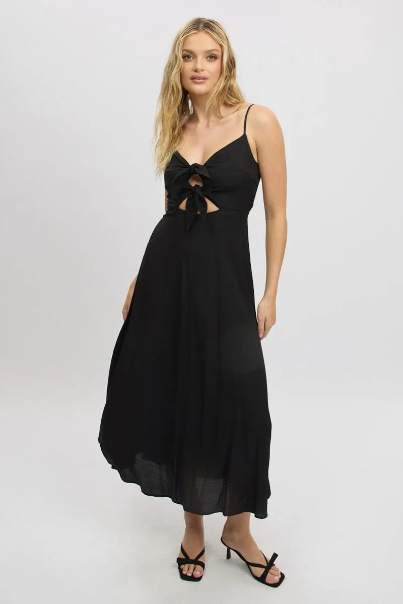 Market Lane This dress offers a comfortable and elegant fit that works for both casual and formal events Black Maxi Dress Tie Detail Strappy