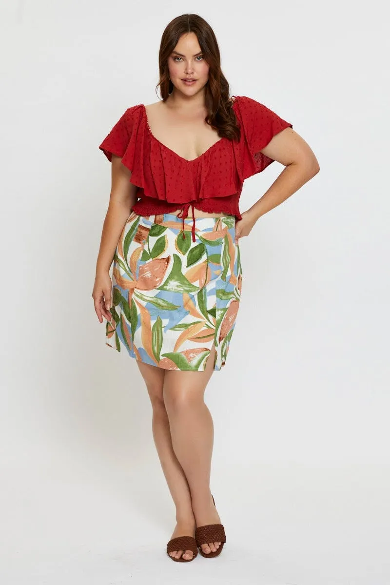 Floral Print Mini A Line Skirt Front Split Crafted Detail Outfit Diary