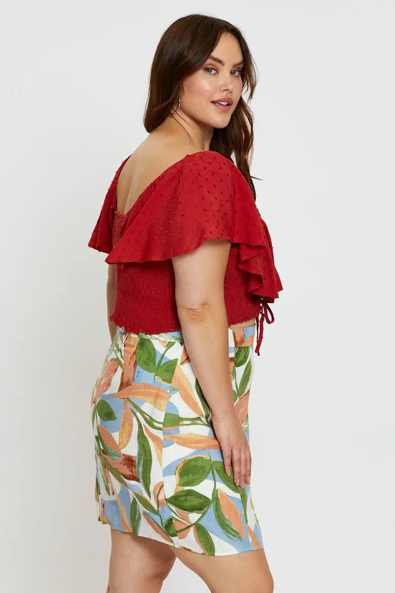 Reinforced Hems Chic Appeal Floral Print Mini A Line Skirt Front Split