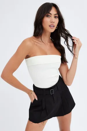 Black Cargo Skirt Mini Low Rise Soft Finish Elegant Look
