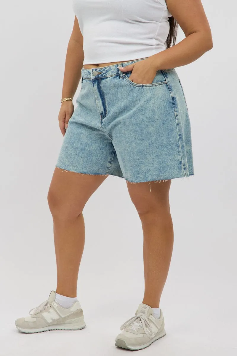Denim Jorts Shorts Mid Rise Clear Tone