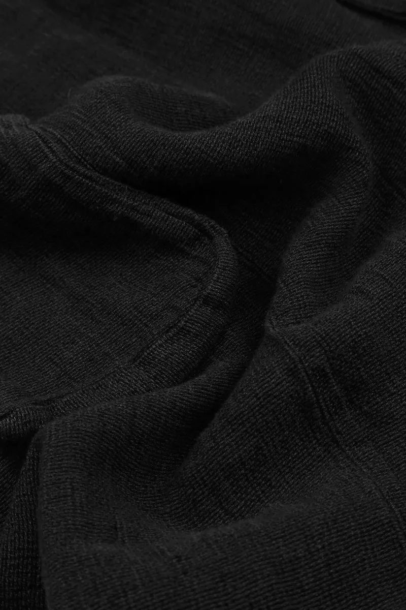 Short Sleeves Black M??lange Linen Dress River Flow
