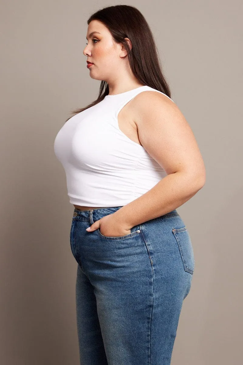 casual fun Comfy Style White Tank Top Crew Neck Supersoft