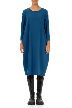 Saga Fit Balloon Royal Blue Cotton Dress