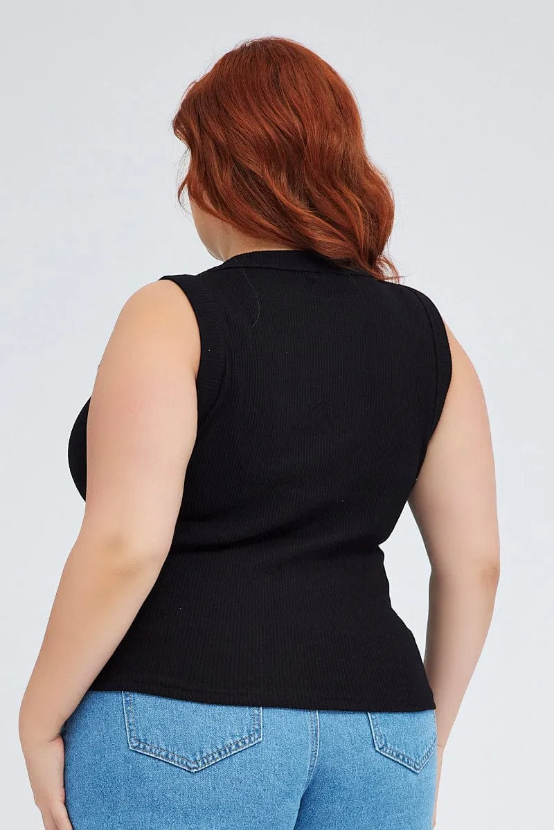 Black Tank Top Sleeveless Crew Neck QuickReleaseClosures