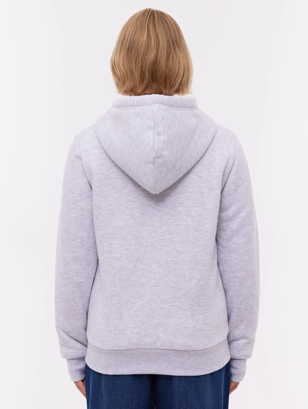 Mintz Sherpa-Lined Zip-Up Hoodie - Grey Compact Packable Design Practical Style